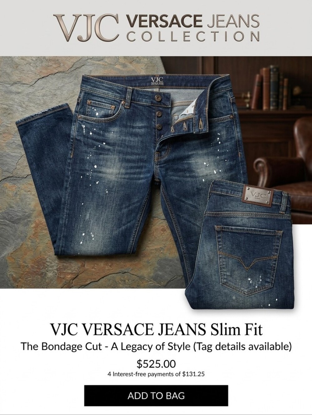VJC VERSACE JEANS Slim Fit Jeans (Bondage on tag)